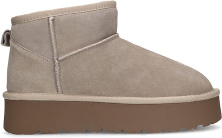 Sacha - Dames - Beige suède enkelboots met plateau zool - Maat 41
