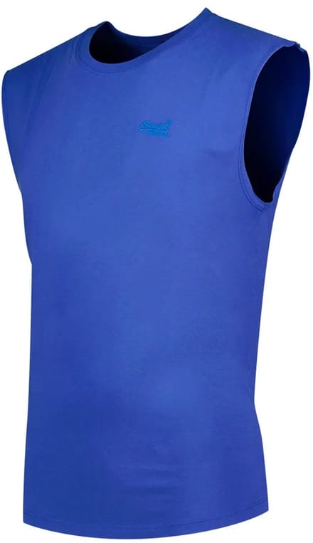 Superdry Essential Logo Unbrushed Mouwloos T-shirt Blauw S Man
