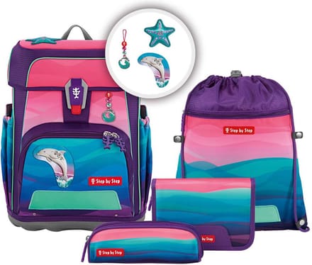 Step by Step Schooltas Cloud Ocean Schulranzen-Set 5-delig Dolphin Lana Roze