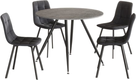 Eetkamerset Fitjar Ø100 cm met stoelen Lexnitz 5-delig [en.casa]