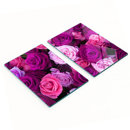 Multifunctionele decoratieve keukenplanken van gehard glas met rozenmotief, 2x40x52 cm