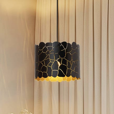 Lindby - hanglamp - 1licht - Metaal - H: 20 cm - E27 - zwart, goud