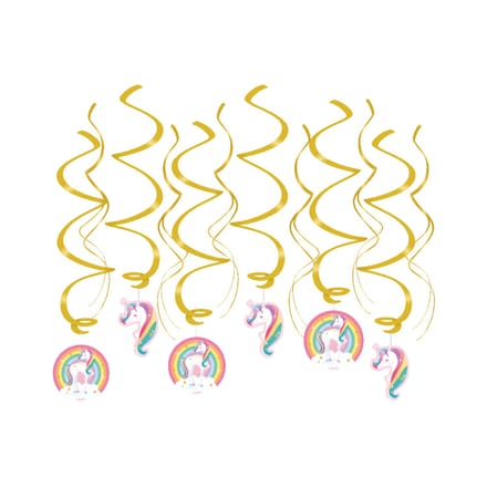 Verticale slingers | 12 stuks | Lengte: 70cm | Thema: Eenhoorn | Kleur: Goud