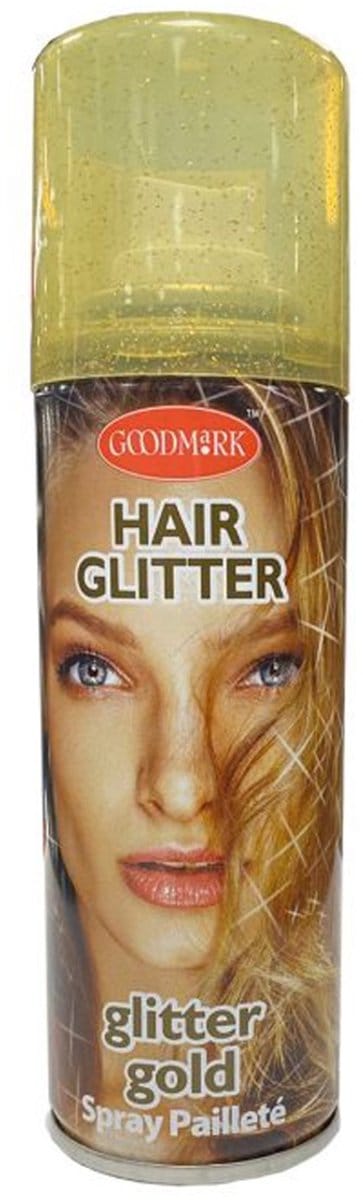 Glitter haarspray goud