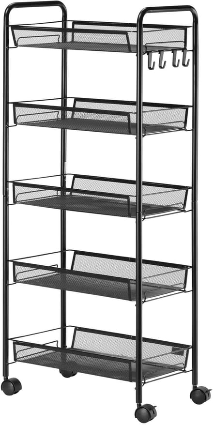 HOMCOM - Serveerwagen - Staal - 45L x 26,5B x 106H cm - Zwart