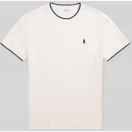 regular fit T-shirt van katoenmix met contrasterende strepen