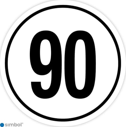 Simbol - Stickers Tempo 90 km - Tempostickers Maximaal 90 km - Duurzame Kwaliteit - Formaat ø 30 cm.