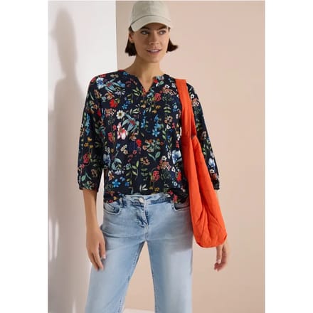 3/4-mouwen blouse met gespleten hals en print
