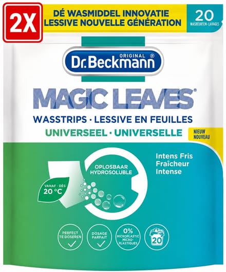 2 x Dr. Beckmann Magic Leaves Universeel - Wasstrips - Wasmiddeldoekjes