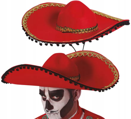 Chapeau Mexicain Sombrero Mexicain Rouge Feutre Bal de Carnaval