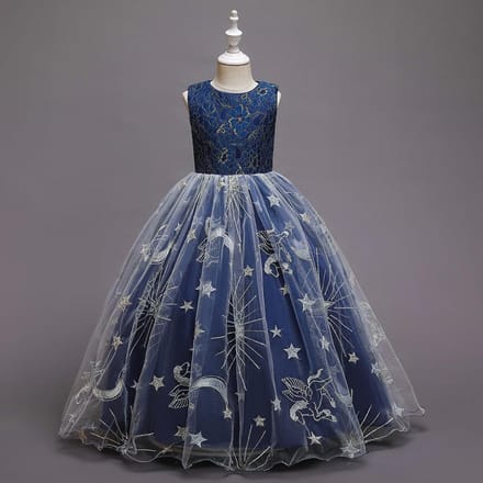 Robe princesse pour filles, Costume de fête de mariage pour enfants, vêtements pour enfants 150cm bleu