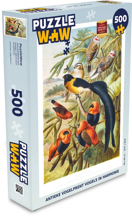 Puzzel Antieke vogelprent vogels in harmonie - Legpuzzel - Puzzel 500 stukjes
