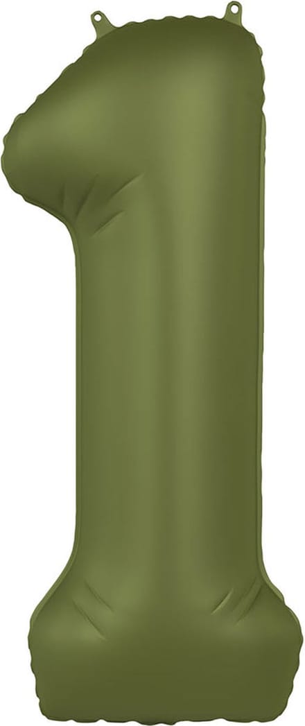 Folieballon Cijfer 1 - Olive Green - Ultra Matt - 86 cm