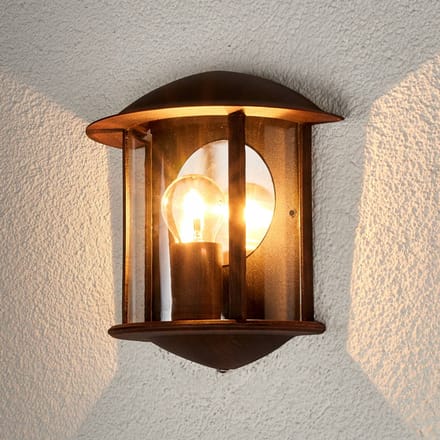 Lindby - Wandlamp buiten - 1licht - Aluminium, polycarbonaat - H: 26.5 cm - E27 - roest, helder