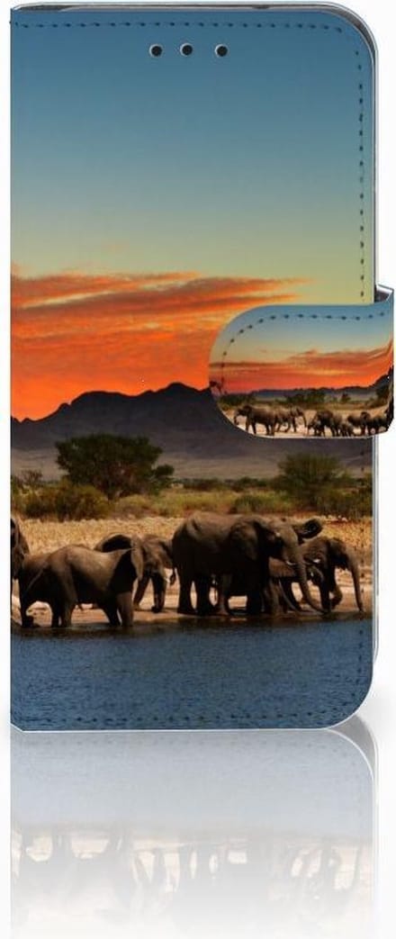 Book Case voor Samsung Galaxy S10e Telefoonhoesje met Pasjes Olifanten