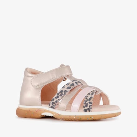 Stap leren meisjes sandalen panterprint roze - Maat 20