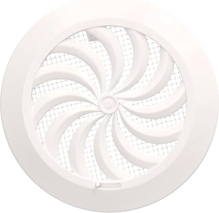 Rond Ventilatierooster 100 mm met Insectenbescherming - Afsluitbaar en Wit