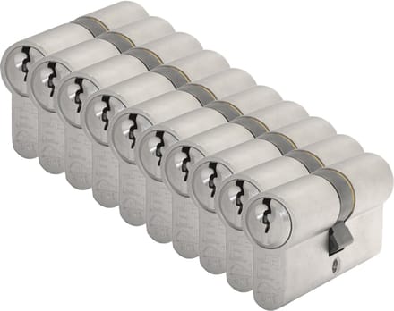 Dubbele cilinder - Vernikkeld - Messing - S2 - S2 veiligheidscilinders S6 gelijksluitend per 10, 30/30