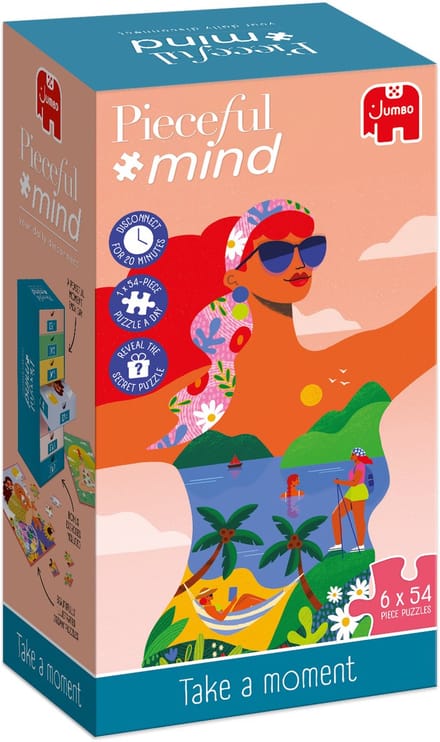 Pieceful mind - Take a moment - Legpuzzel - 6 puzzels van 54 stukjes - Mindfulness oefening - Ontspanning cadeau - Vanaf 14 jaar