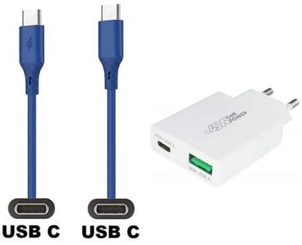 45W super snellader met 3 poorten + 1,0m USB C naar C kabel. PD PPS lader. Compacte GaN oplader adapter past op Kobo (Rakuten) eReader Elipsa, Elipsa 2E, Sage, Libra 2, Libra Colour, Clara 2E, Clara Colour, Clara BW - Kindle (Amazon) Scribe