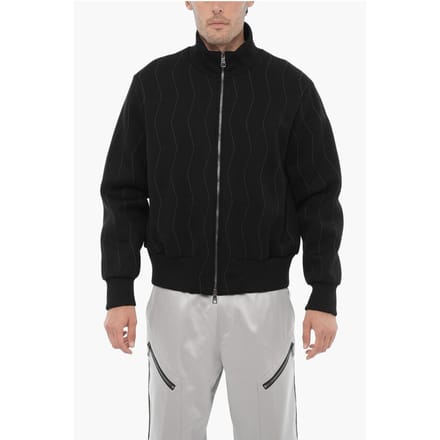 Geborduurde Slim Fit Sweatshirt met Ritssluiting in Zwart