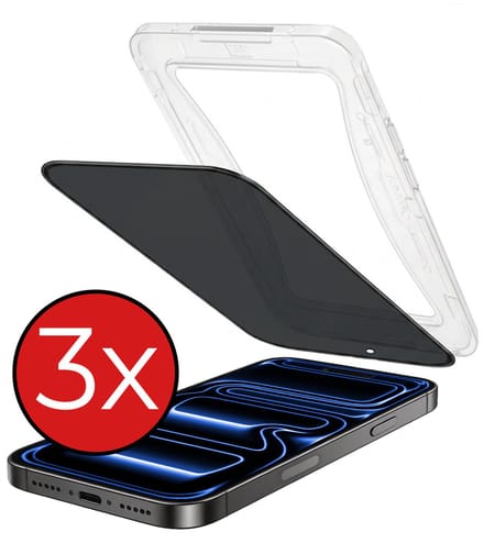 Privacy Screenprotector - 3 Stuks - Geschikt voor iPhone 17 Pro / 18 Pro - Met Installatie Kit - Beschermglas - Anti-Spy - Flexibel Glas - Tempered Glass - Screen Protector