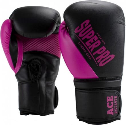 Super Pro Combat Gear ACE (kick)bokshandschoenen Zwart/Roze 8oz