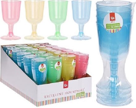 Koopman Excellent Houseware - Plastic Wijnglazen Set - 4 Stuks - Kleurrijk - 160ml