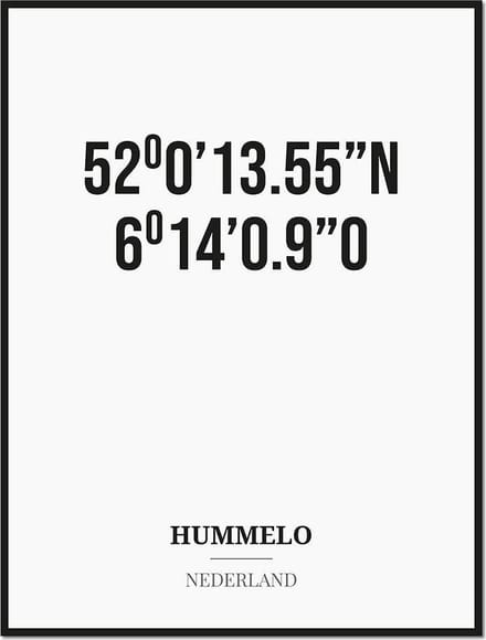 Poster/kaart HUMMELO met coördinaten