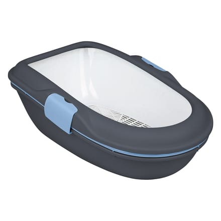 Trixie - Kattenbak Berto - Open Met Scheidingssyteem - Donkergrijs/Blauw - 59X39X22 cm