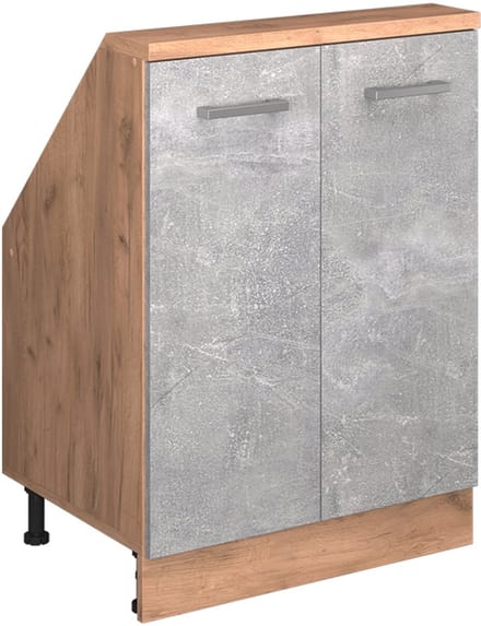 Vicco Rion Kast voor schuine wand – met 2 deuren Beton/gouden eik