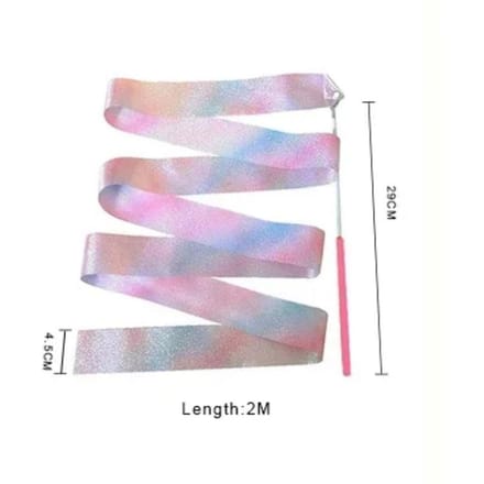 2M 4M Ritmische Gymnastiek Materiaal Ballet Streamer Danslint Ritmische Twirling Stok Regenboog Stok Training Knipperende Ster white