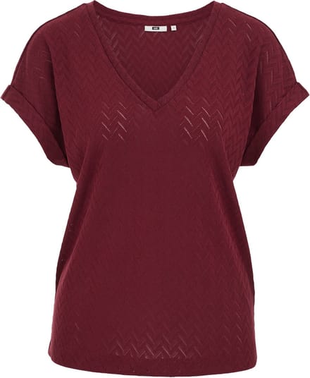 WE Fashion Dames T-shirt met opengewerkt dessin