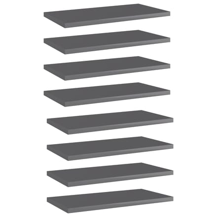 vidaXL - Wandschappen - 8 - st - 40x20x1,5 - cm - spaanplaat - hoogglans - grijs