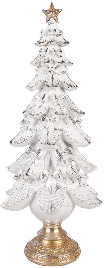 Clayre & Eef Kerstdecoratie Beeld Kerstboom 20x14x46 cm Wit Kunststof