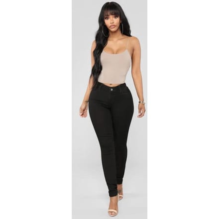 Pantalon crayon en Denim extensible taille haute pour femmes, mode d'été S noir