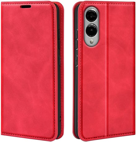 MobyDefend Hoesje - Geschikt voor Samsung Galaxy S25 Edge - Luxe Wallet Bookcase (Magnetische Sluiting) - Rood