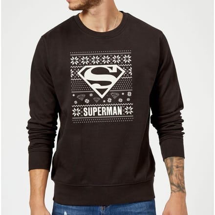DC Comics Superman Logo Kersttrui - Zwart - M