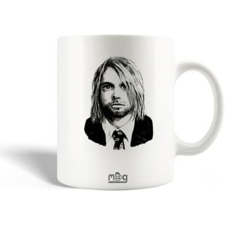 Mug en Céramique - Nirvana - Kurt Cobain - 30cl - Compatible Lave-Vaisselle - Blanc
