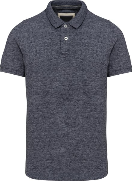 Herenpolo 'Vintage Washed' korte mouwen Night Blue Heather - S