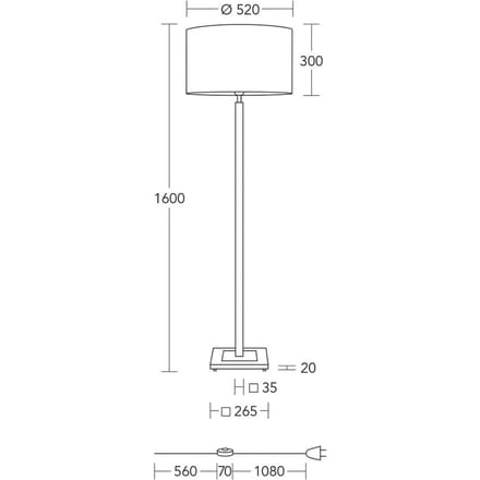 HerzBlut vloerlamp Titos, hout, wit, 160 cm hoog, E27