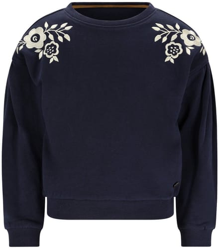 Like Flo - Danee Flo girls sweater with artwork navy - Navy - Maat 104