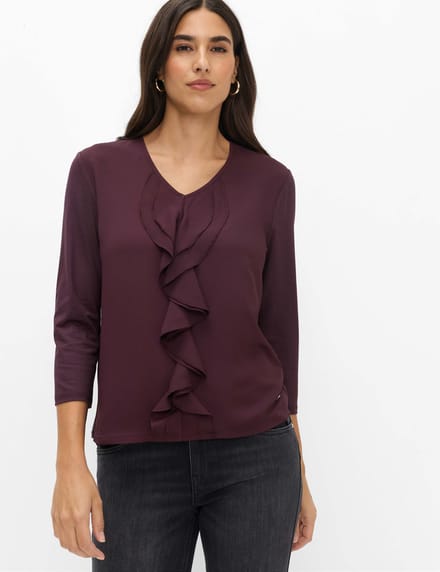 Brax Dames Shirt  Style CLARISA M blackberry violet, donkerpaars, maat 46