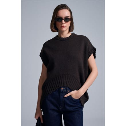 Oversized Geribbelde Brei Mouwloos Vest