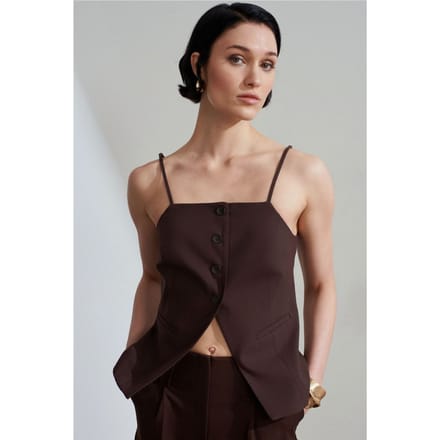 Getailleerd Crepe Vest Met Vierkante Kraag