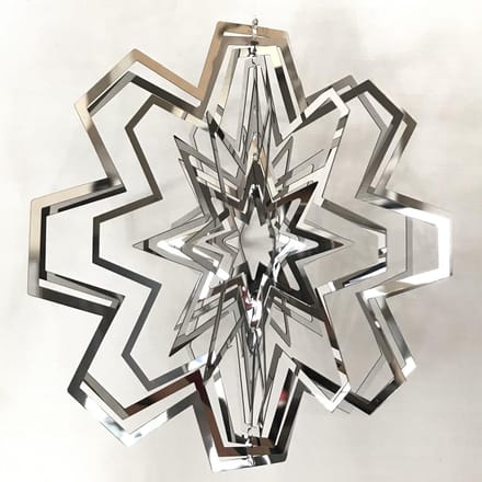 Nature's Melody Cosmo Spinner Sneeuwvlok Snowflake  roestvrij staal ca.13cm / 5"  windspinner