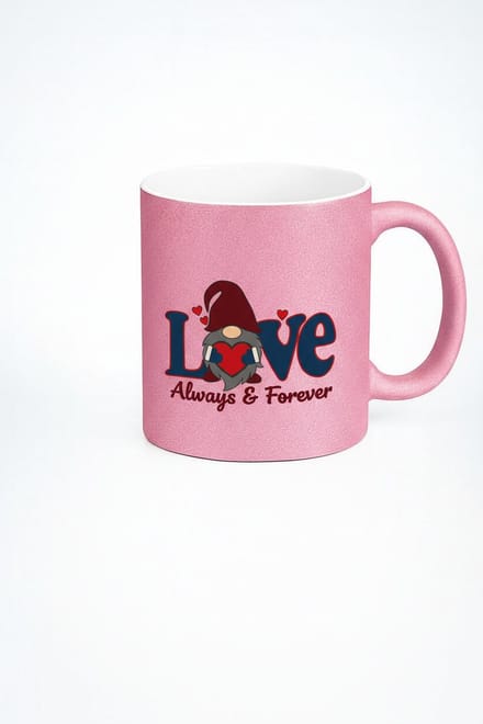 Roze Glitter Liefdesmok met Kabouter - "Love Always & Forever" - Valentijnscadeau