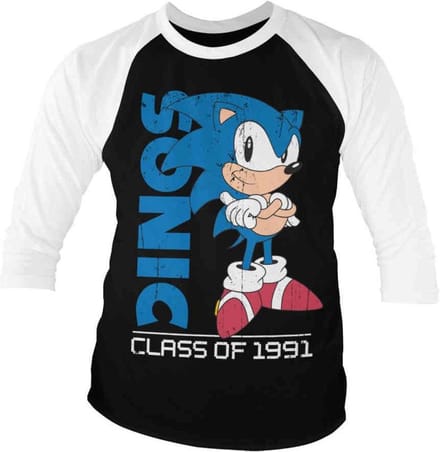 Sonic The Hedgehog Raglan top -M- Class Of 1991 Zwart/Wit