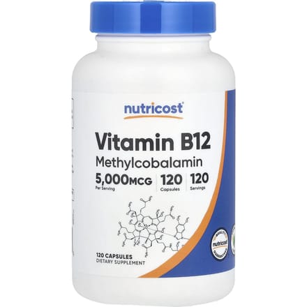 Nutricost, Vitamine B12, 5 000 mcg, 120 capsules