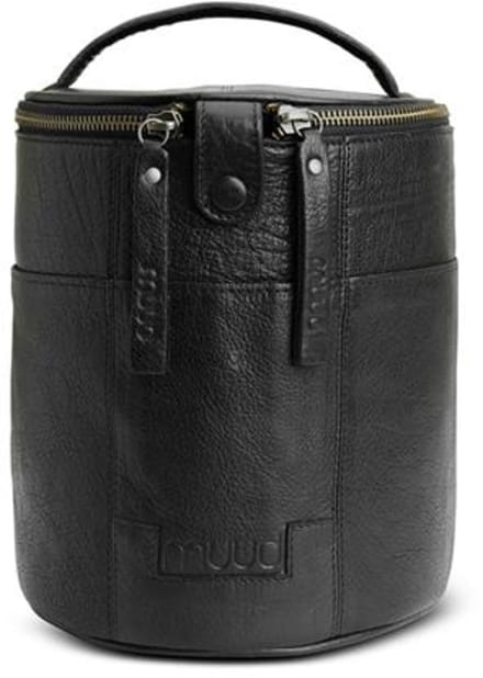 MUUD Saturn Black - Handgemaakt leren tas voor handwerkprojecten 20xØ16cm